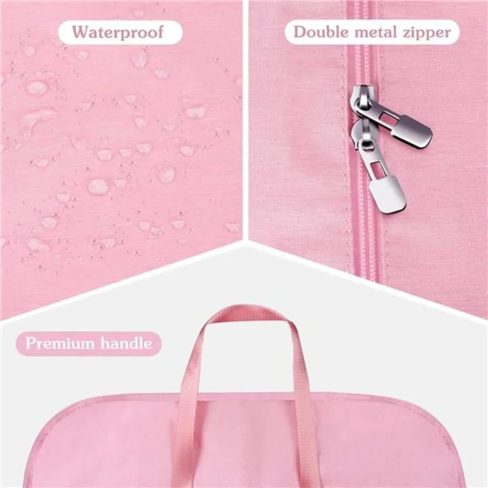 Heavy Duty Waterproof Garment Bag Travel Suit Tuxedo Coat Dress Foldable Pink